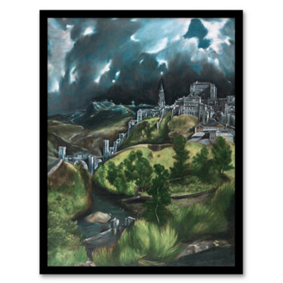 B&Q -  View Of Toledo Landscape Painting El Greco Framed Wall Art Print A4