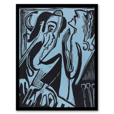 B&Q -  Abstract Pianist And Singer Kirchner Framed Wall Art Print A4