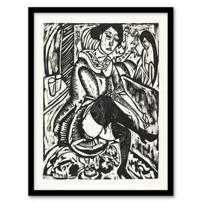 Artery8 Woman Tying Her Shoe Ernst Ludwig Kirchner Framed Wall Art Print A4 from B&Q