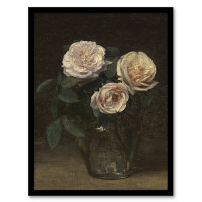 Artery8 Still Life With Roses In Vase Latour Framed Wall Art Print A4 from B&Q