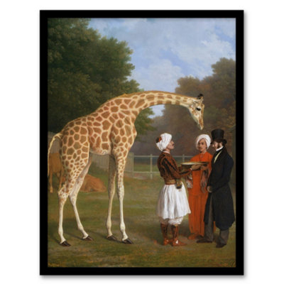 Artery8 Nubian Giraffe Oil Painting Agasse Framed Wall Art Print A4 from B&Q