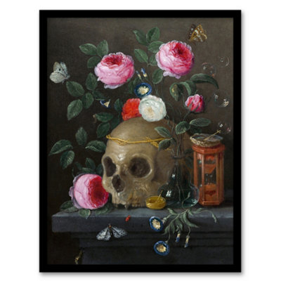 Artery8 Vanitas Still Life With Skull Jan Van Kessel Framed Wall Art Print A4 from B&Q