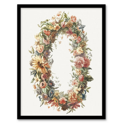 B&Q -  Summer Flower Wreath Illustration Teyler Framed Wall Art Print A4
