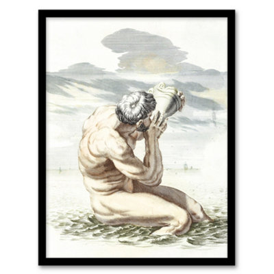 B&Q -  Triton Blows On The Conch Shell Johan Teyler Framed Wall Art Print A4