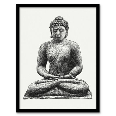 Artery8 Buddha On The Borobudur Drawing Leo Gestel Framed Wall Art Print A4 from B&Q