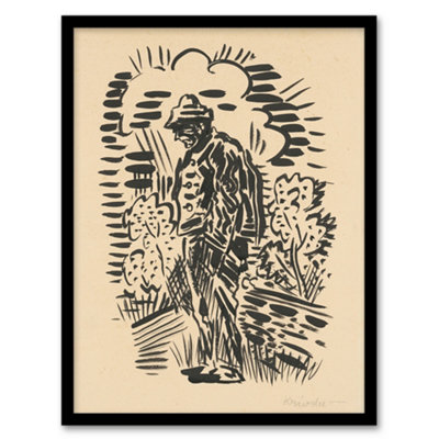 Artery8 Guilt Ink Drawing Arnold Weisz Kubincan Framed Wall Art Print A3 from B&Q