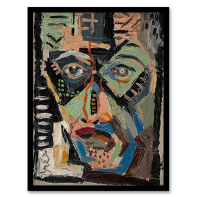 Artery8 Mans Face Abstract Painting Kubincan Framed Wall Art Print A3 from B&Q