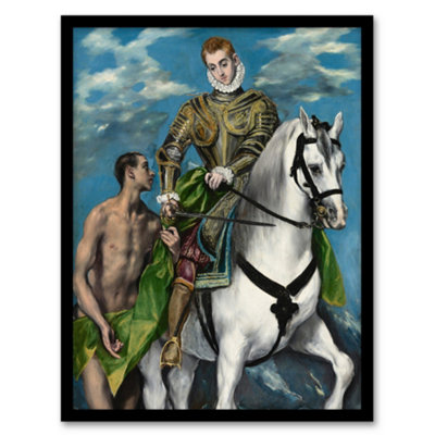 B&Q -  Saint Martin And The Beggar Oil Painting El Greco Framed Wall Art Print A3
