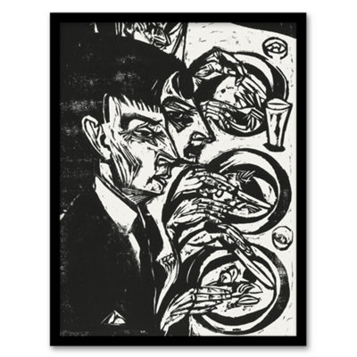 Artery8 Anxious Nervous People At Dinner Kirchner Framed Wall Art Print A3 from B&Q