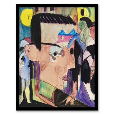 B&Q -  Abstract Self Portrait Ernst Ludwig Kirchner Framed Wall Art Print A3