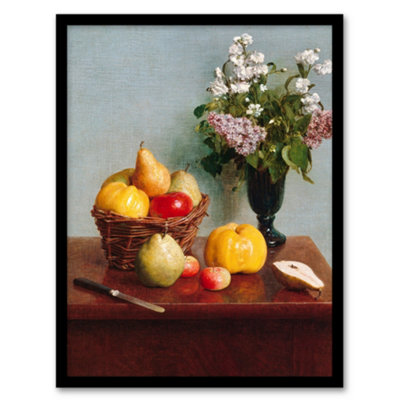 Artery8 Still Life With Flowers And Fruit Latour Framed Wall Art Print A3 from B&Q