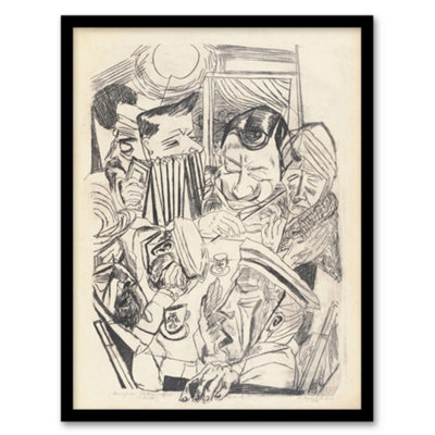 Artery8 The Patriotic Song Pencil Drawing Beckmann Framed Wall Art Print A3 from B&Q