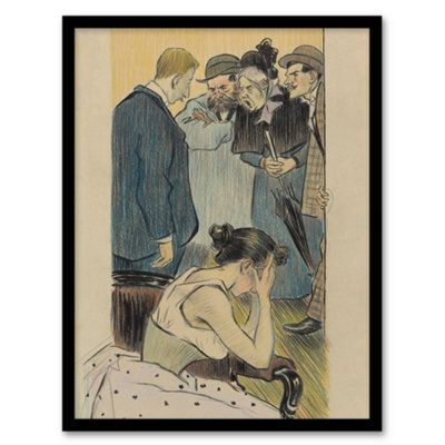 Artery8 Family Argument Satirical Painting Steinlen Framed Wall Art Print A3 from B&Q