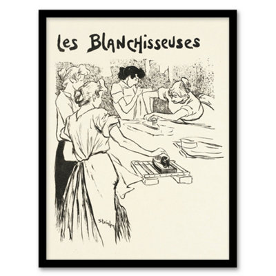 Artery8 The Washerwomen Black White Illustration Steinlen Framed Wall Art Print A3 from B&Q