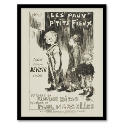 B&Q -  Poor Little Things Poster Sketch Steinlen Framed Wall Art Print A3