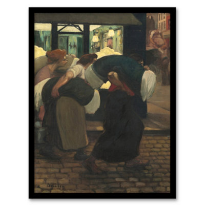 Artery8 The Laundresses Oil Painting Steinlen Framed Wall Art Print A3 from B&Q