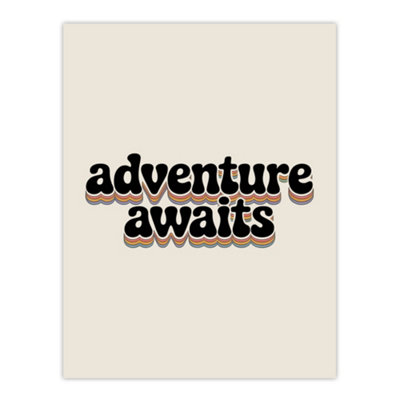 Artery8 Adventure Awaits Retro Rainbow Font Typography Wall Art Print 12X16" from B&Q