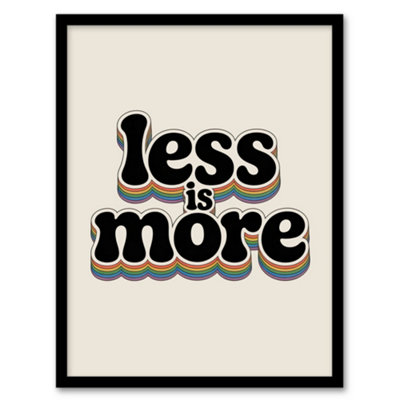 Artery8 Less Is More Retro Rainbow Font Typography Framed Wall Art Print 12X16" from B&Q
