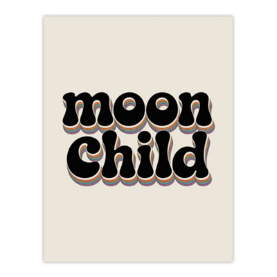 Artery8 Moon Child Retro Rainbow Font Typography Wall Art Print 12X16" from B&Q
