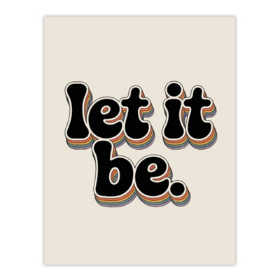 Artery8 Let It Be Retro Rainbow Font Funky Typography Wall Art Print 12X16" from B&Q