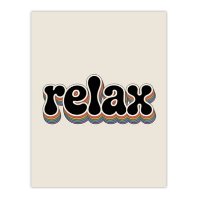Artery8 Relax Colourful Retro Rainbow Font Typography Wall Art Print 12X16" from B&Q