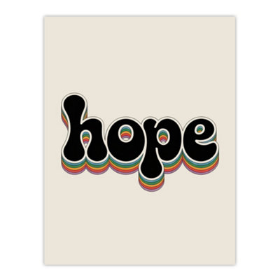 Artery8 Hope Colourful Retro Rainbow Font Typography Wall Art Print 12X16" from B&Q