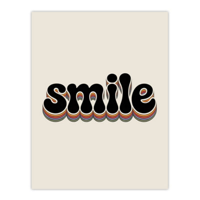 Artery8 Smile Colourful Retro Rainbow Font Typography Wall Art Print 12X16" from B&Q