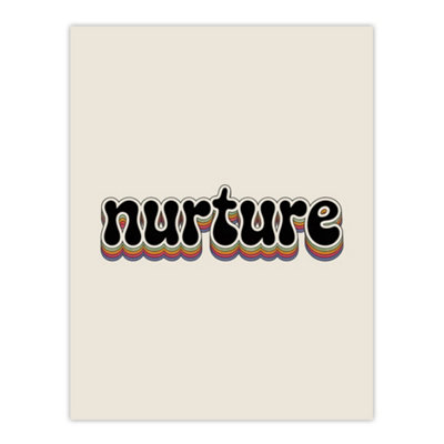 Artery8 Nurture Colourful Retro Rainbow Font Typography Wall Art Print 12X16" from B&Q