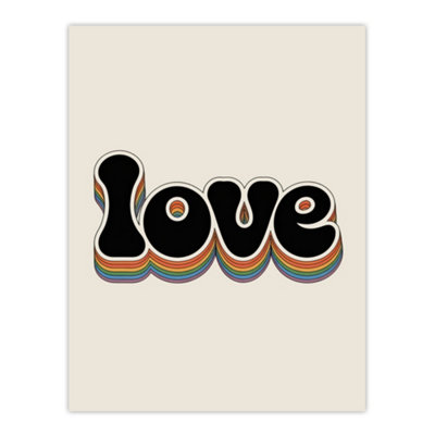 Artery8 Love Funky Bold Rainbow Retro Font Typography Wall Art Print 12X16" from B&Q