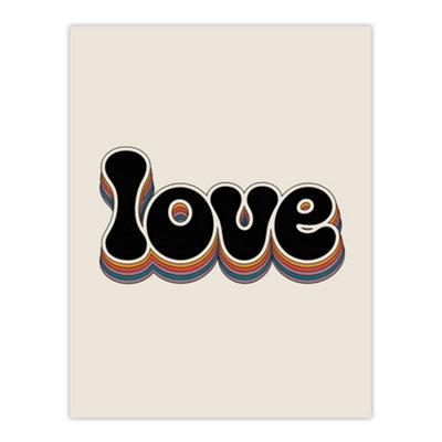 Artery8 Love Funky Rainbow Retro Font Typography Word Wall Art Print 12X16" from B&Q