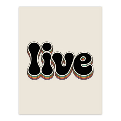 Artery8 Live Bold Retro Rainbow Font Word Typography Wall Art Print 12X16" from B&Q