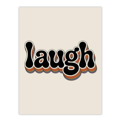 Artery8 Laugh Vibrant Retro Rainbow Font Typography Wall Art Print 12X16" from B&Q