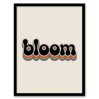 Artery8 Bloom Vibrant Retro Rainbow Font Typography Framed Wall Art Print 12X16" from B&Q