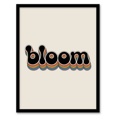 Artery8 Bloom Colourful Retro Rainbow Font Typography Framed Wall Art Print 12X16" from B&Q