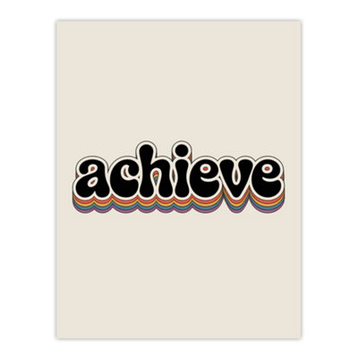 Artery8 Achieve Colourful Retro Rainbow Font Typography Wall Art Print 12X16" from B&Q