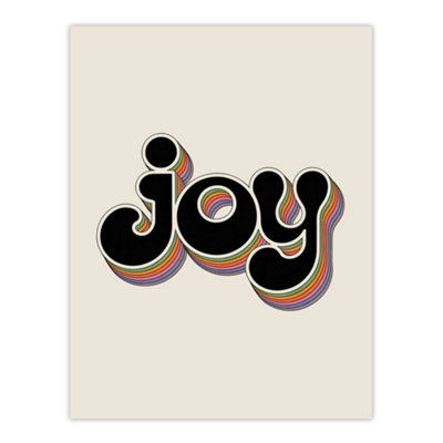 Artery8 Joy Colourful Retro Rainbow Font Typography Wall Art Print 12X16" from B&Q