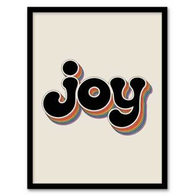 Artery8 Joy Vibrant Retro Rainbow Font Typography Word Framed Wall Art Print 12X16" from B&Q