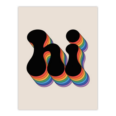 Artery8 Hi Vibrant Retro Rainbow Font Typography Word Wall Art Print 12X16" from B&Q