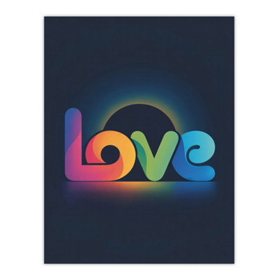 Artery8 Love Colourful Typography Retro Solar Eclipse Wall Art Print 12X16" from B&Q