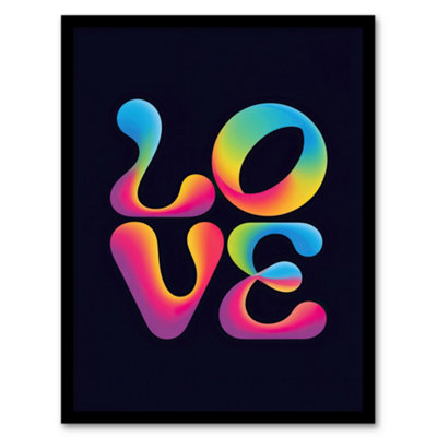 Artery8 Love Funky Retro Colourful Neon Typography Framed Wall Art Print 12X16" from B&Q