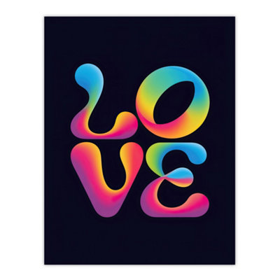 Artery8 Love Funky Retro Colourful Neon Typography Wall Art Print 12X16" from B&Q