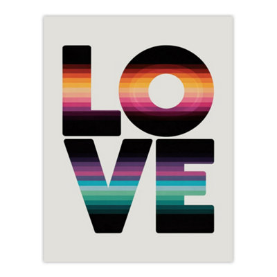 Artery8 Love Retro Colour Gradient Stripe Typography Wall Art Print 12X16" from B&Q