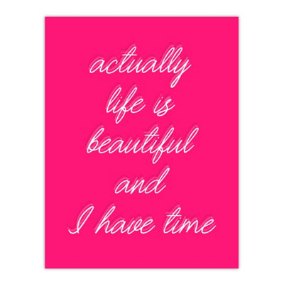 Artery8 Life Is Beautiful Hot Pink Simple Motivational Wall Art Print 12X16" from B&Q