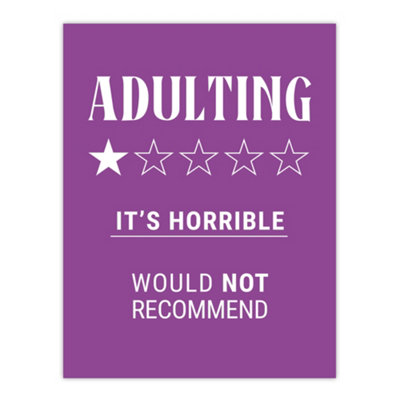 Artery8 Adulting Funny Review Would Not Recommend Wall Art Print 12X16" from B&Q