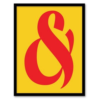 Artery8 And Ampersand Symbol Yellow Red Vibrant Design Framed Wall Art Print 12X16" from B&Q