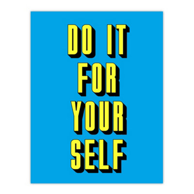 Artery8 Do It For Yourself Retro Yellow Blue Bold Simple Wall Art Print 12X16" from B&Q