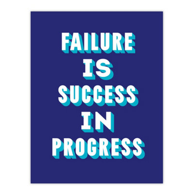Artery8 Failure Is Success In Progress Blue Motivational Wall Art Print 12X16" from B&Q