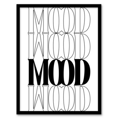 Artery8 Mood Black And White Bold Graphic Design Framed Wall Art Print 12X16" from B&Q