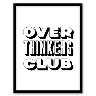 Artery8 Overthinkers Club Black And White Simple Modern Framed Wall Art Print 12X16" from B&Q