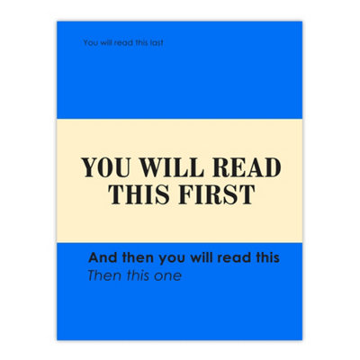 Artery8 You Will Read This First Blue Simple Modern Wall Art Print 12X16" from B&Q